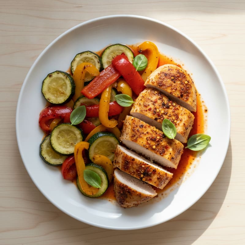 Spicy Roasted Chicken and Pepper Plate