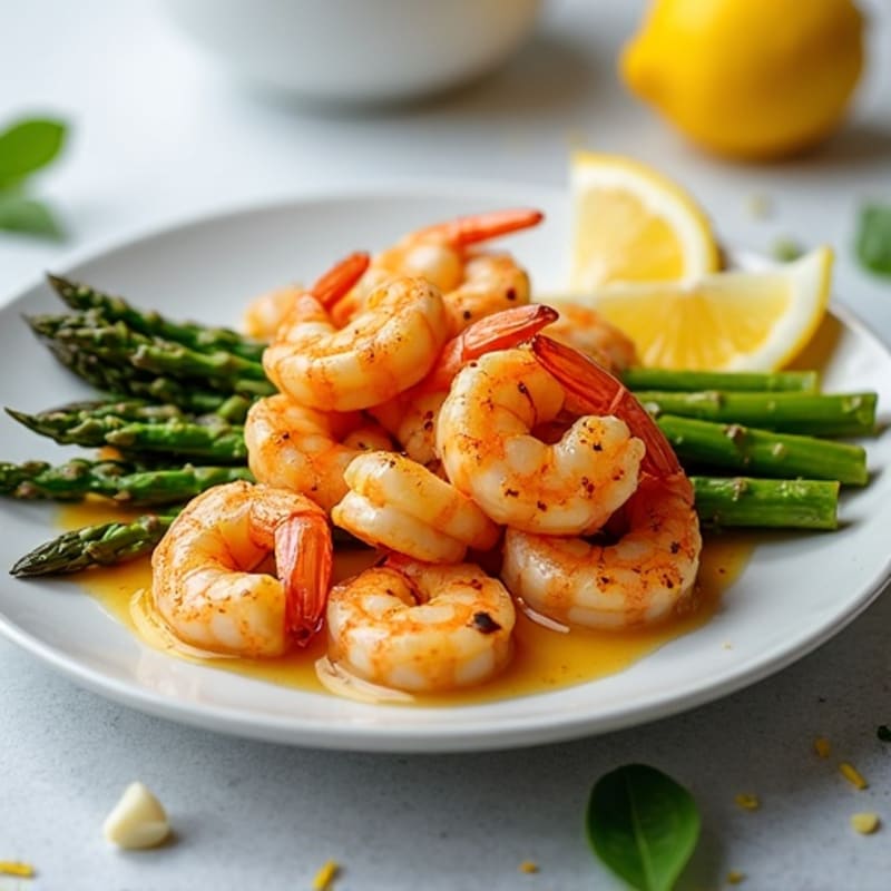 Pan-Seared Garlic Butter Shrimp with Roasted Asparagus