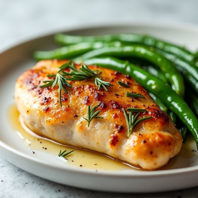 Herb-Roasted Chicken with Garlic Green Beans