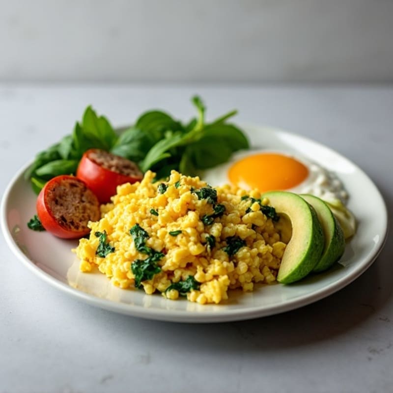Egg White and Turkey Sausage Scramble with Spinach