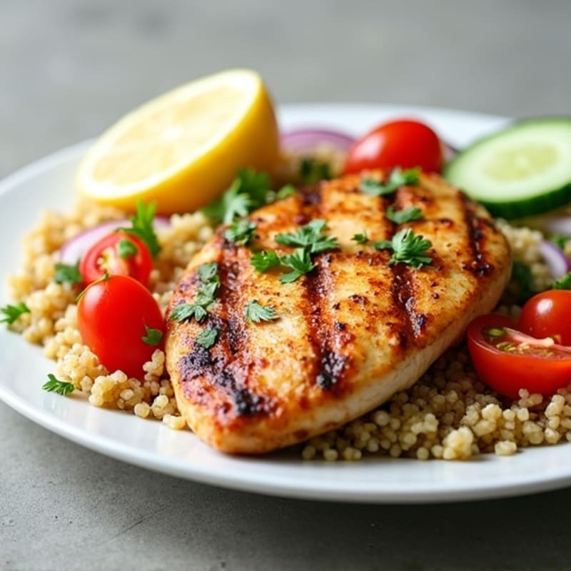 Grilled Chicken Breast with Crunchy Quinoa Salad