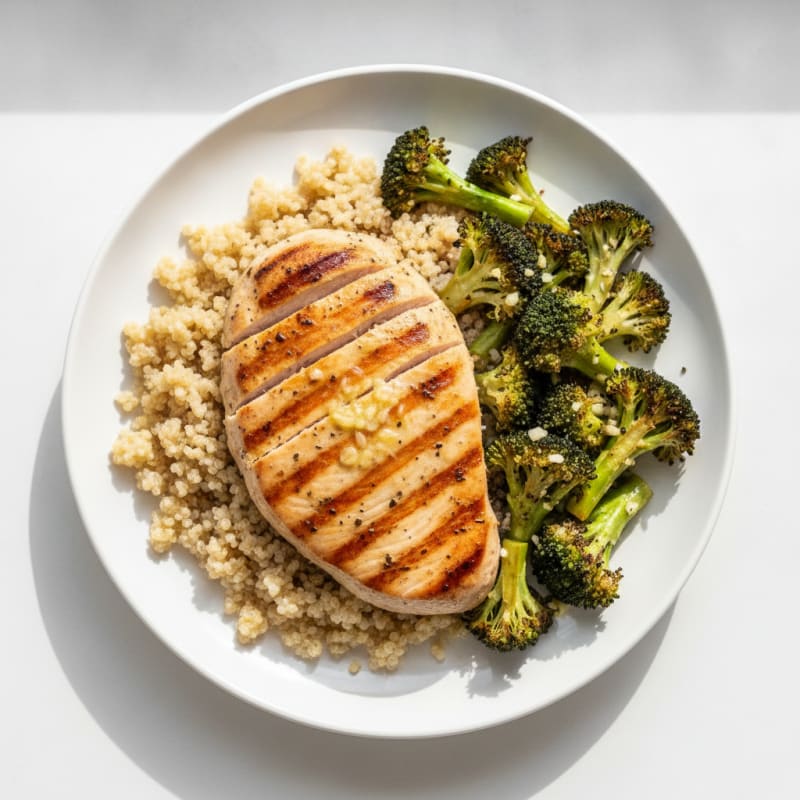Grilled Turkey Breast with Quinoa and Roasted Broccoli