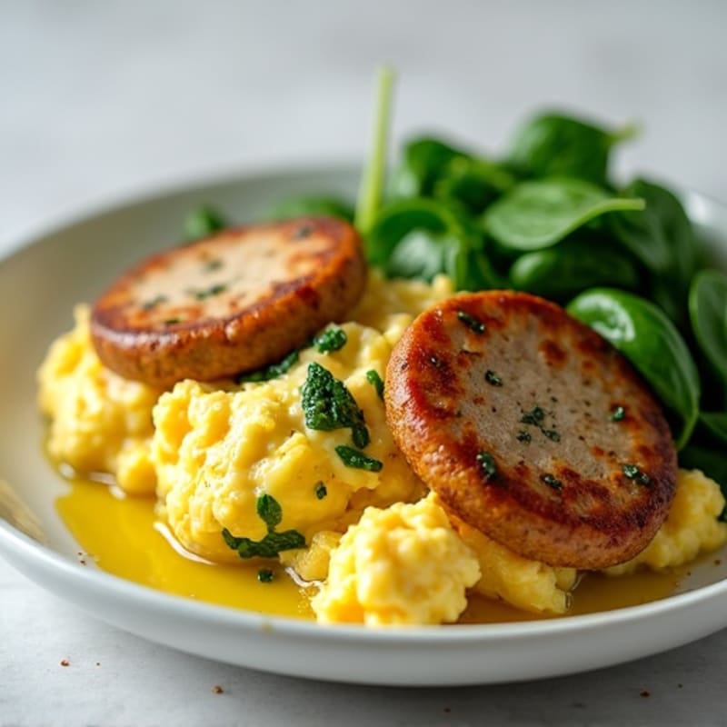 Egg White and Turkey Sausage Scramble with Spinach