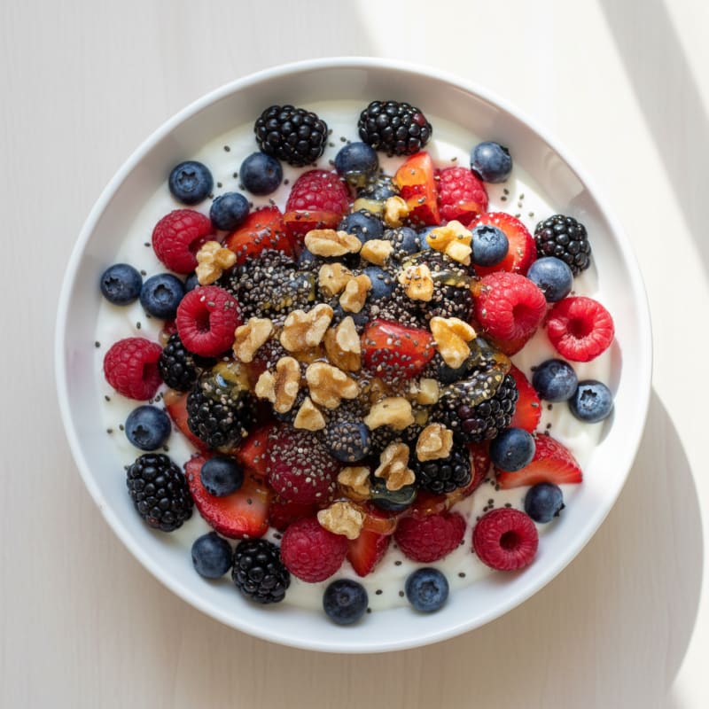 Greek Yogurt Protein Parfait with Mixed Berries