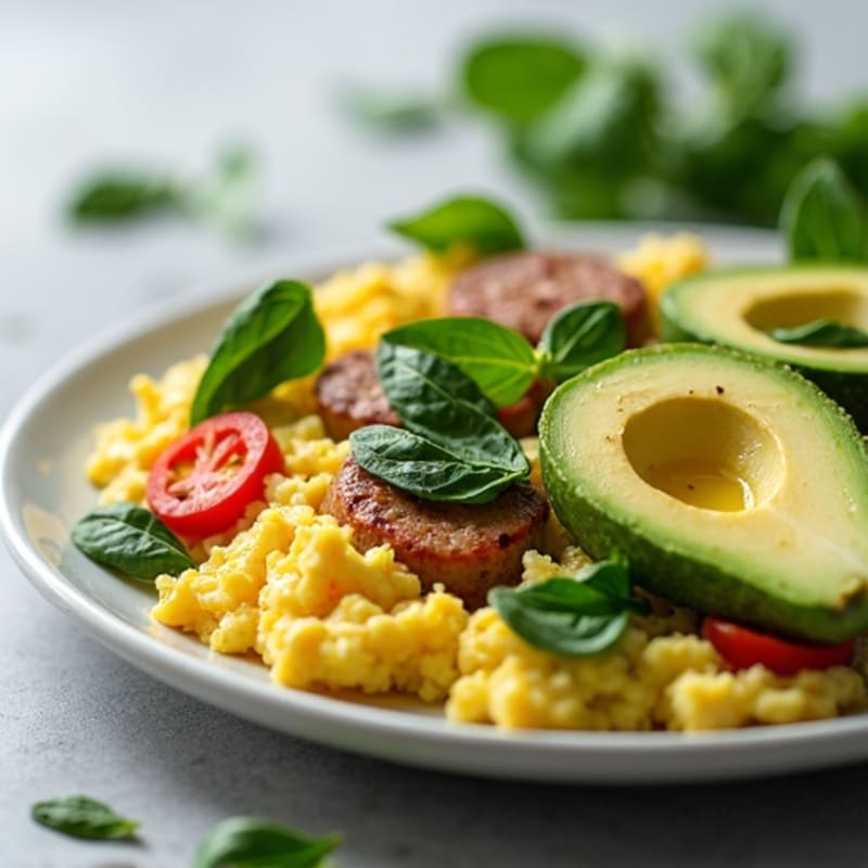 Egg White and Turkey Sausage Scramble with Spinach