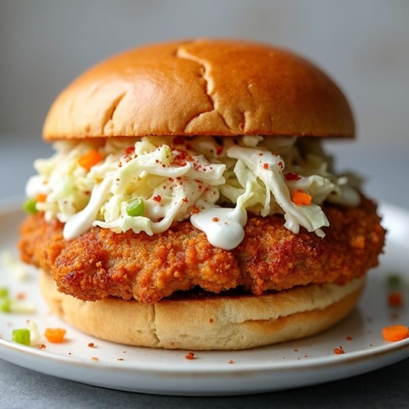 Crispy Air-Fried Chicken Sandwich with Creamy Slaw