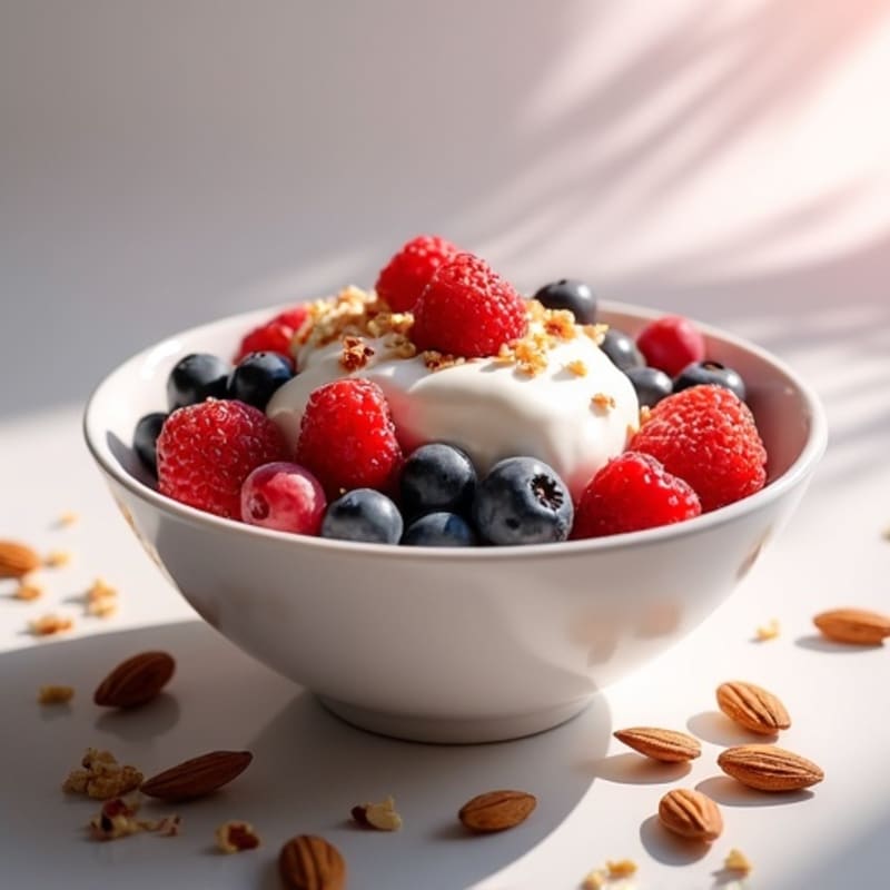 Creamy Greek Yogurt with Fresh Berries and Crunchy Nuts