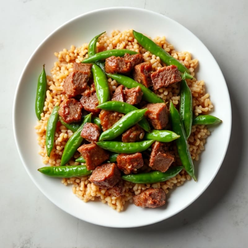 Lean Beef Stir Fry with Snap Peas and Brown Rice