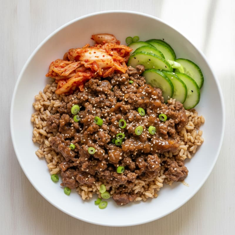 Korean Beef Bulgogi Bowl with Kimchi