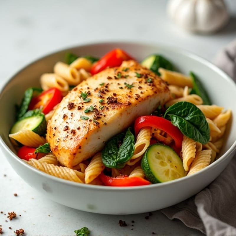 Spicy Garlic Herb Chicken and Vegetable Pasta