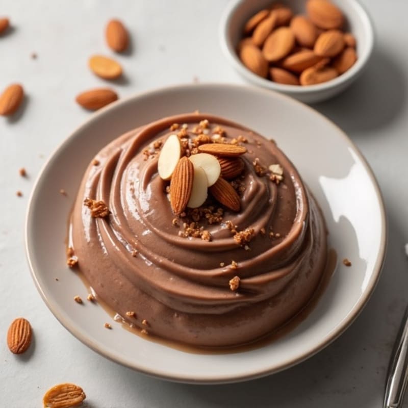 Silky Chocolate Protein Pudding with Sliced Almonds