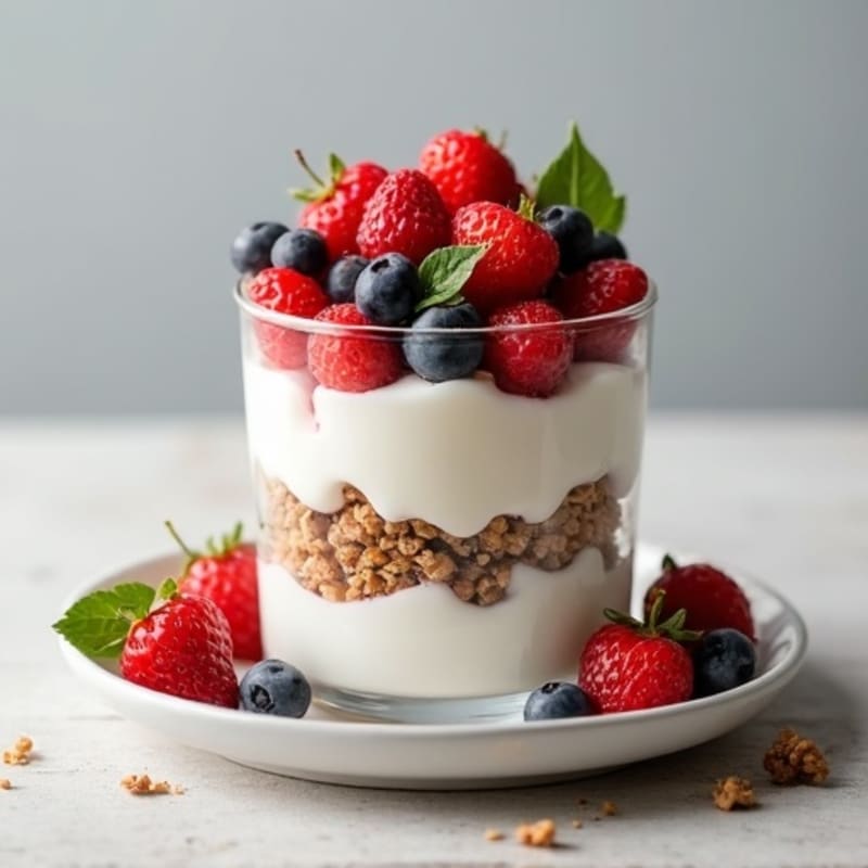 Greek Yogurt Parfait with Whey Protein and Berries