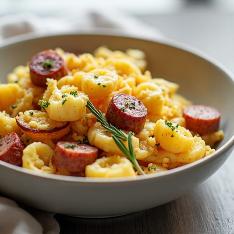 Egg White and Turkey Sausage Scramble with Roasted Potatoes