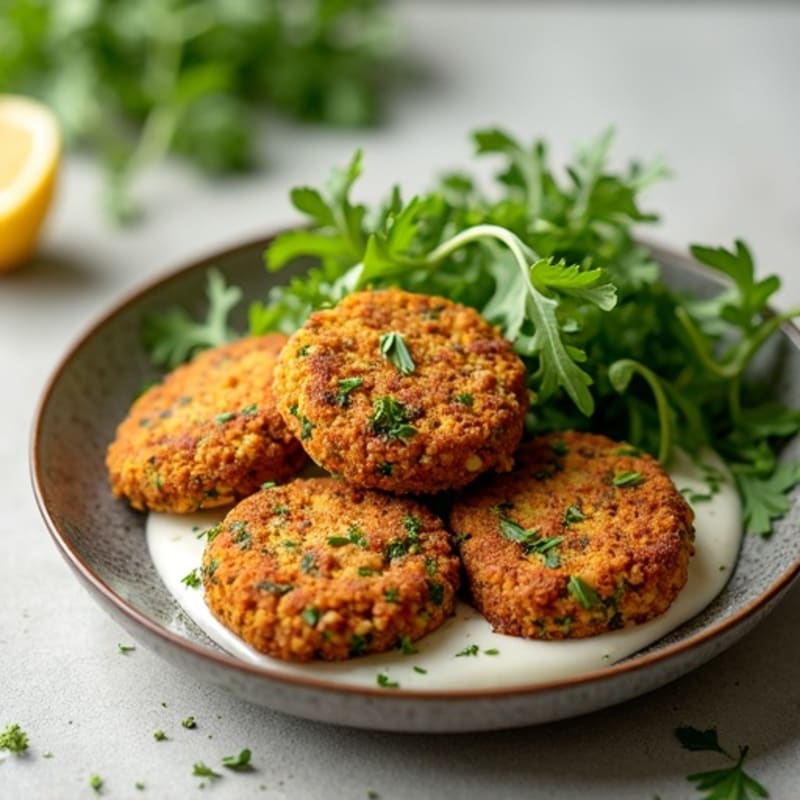 Crispy Falafel with Creamy Tahini and Fresh Herb Salad