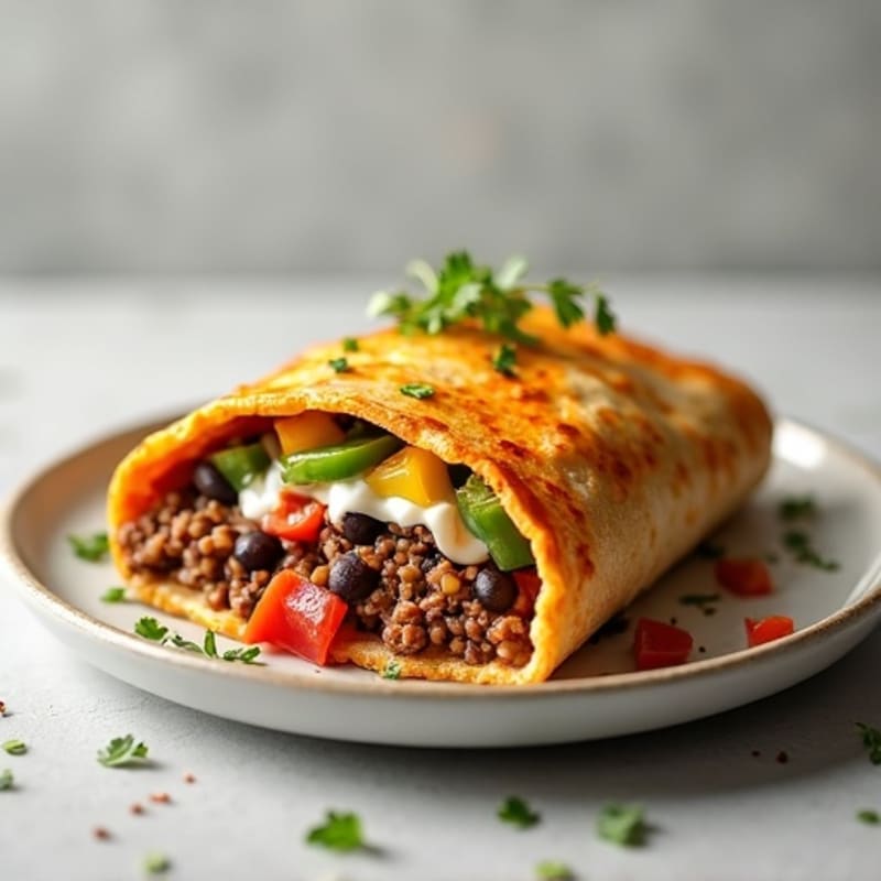 Creamy Lean Beef and Bean Tortilla Bake