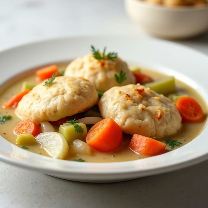 Creamy Chicken and Vegetable Stew with Fluffy Dumplings