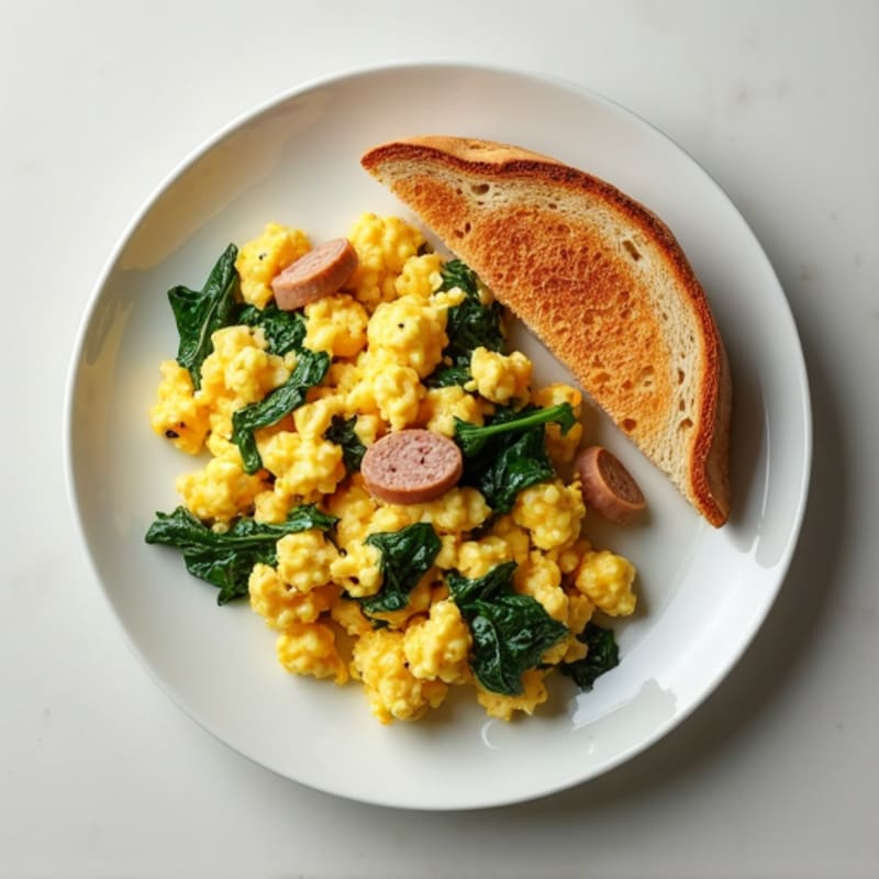 Egg White and Turkey Sausage Scramble with Spinach