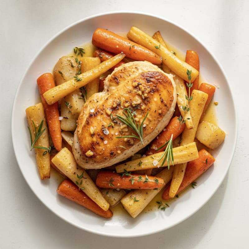 Garlic Herb Roasted Chicken with Root Vegetables