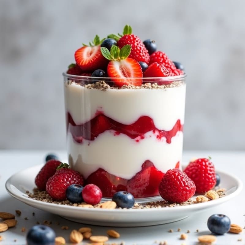 Creamy Greek Yogurt Parfait with Mixed Berries and Almonds