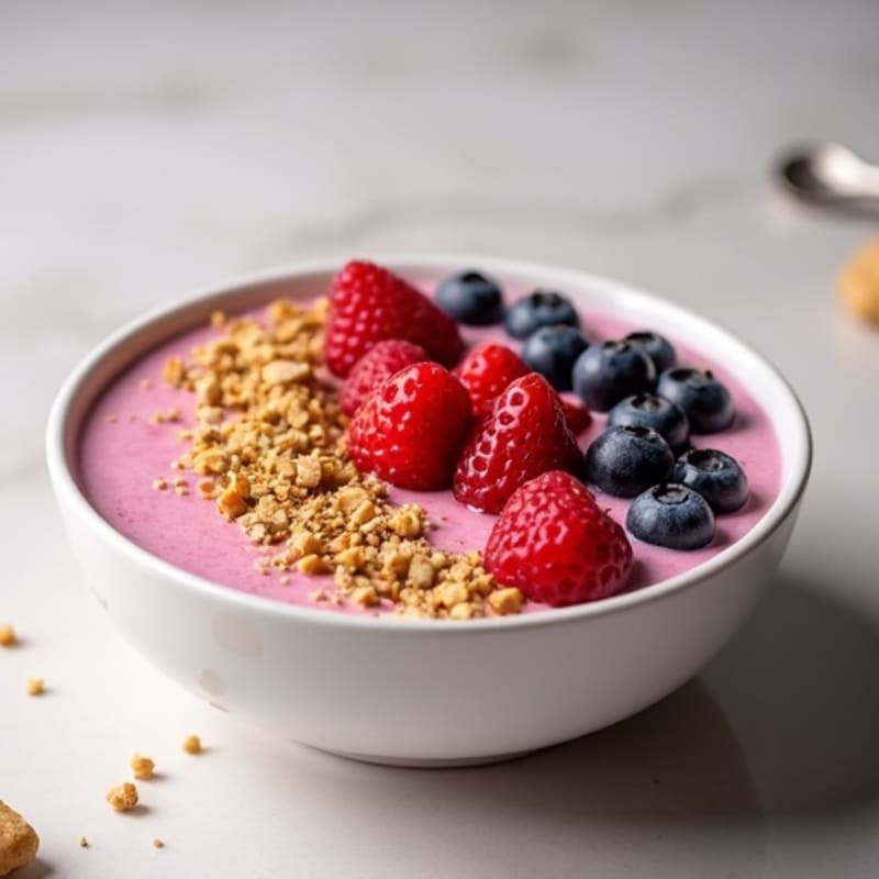Creamy Peanut Butter Berry Smoothie Bowl