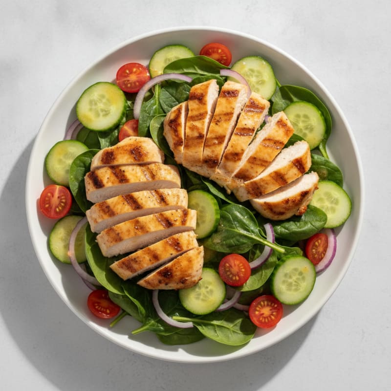 Grilled Chicken and Spinach Salad with Lemon Vinaigrette