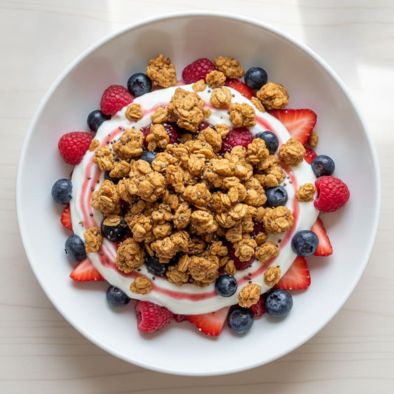 Creamy Greek Yogurt Parfait with Protein Granola and Berries