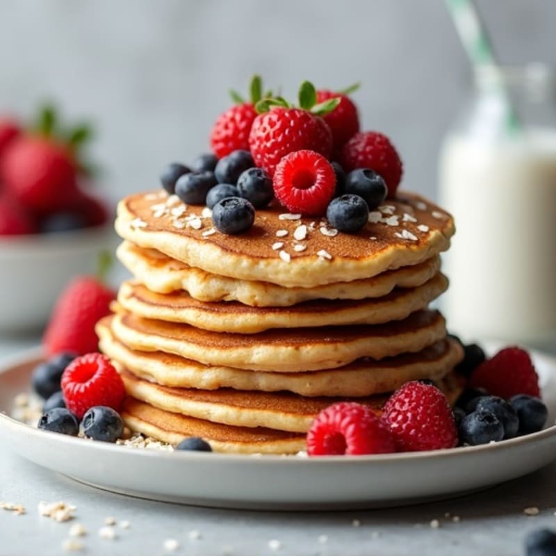 Fluffy Protein Pancakes with Fresh Berries