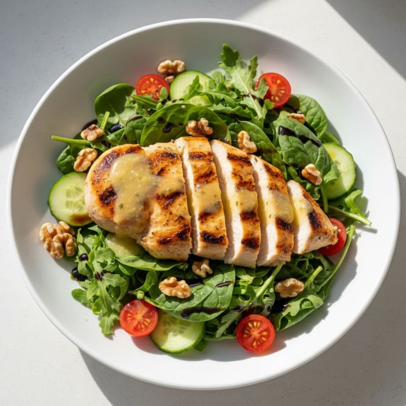 Lemon Herb Grilled Chicken Breast with Mixed Greens