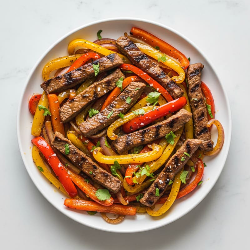 Charred Chili-Lime Steak Fajita Skillet