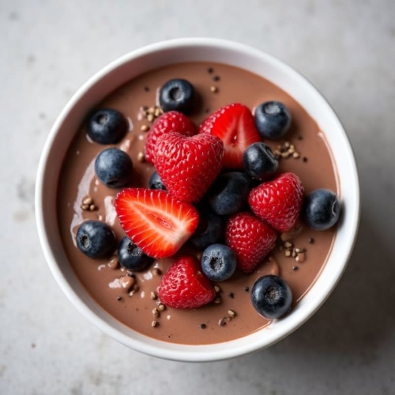 Silky Chocolate Protein Pudding with Fresh Berries
