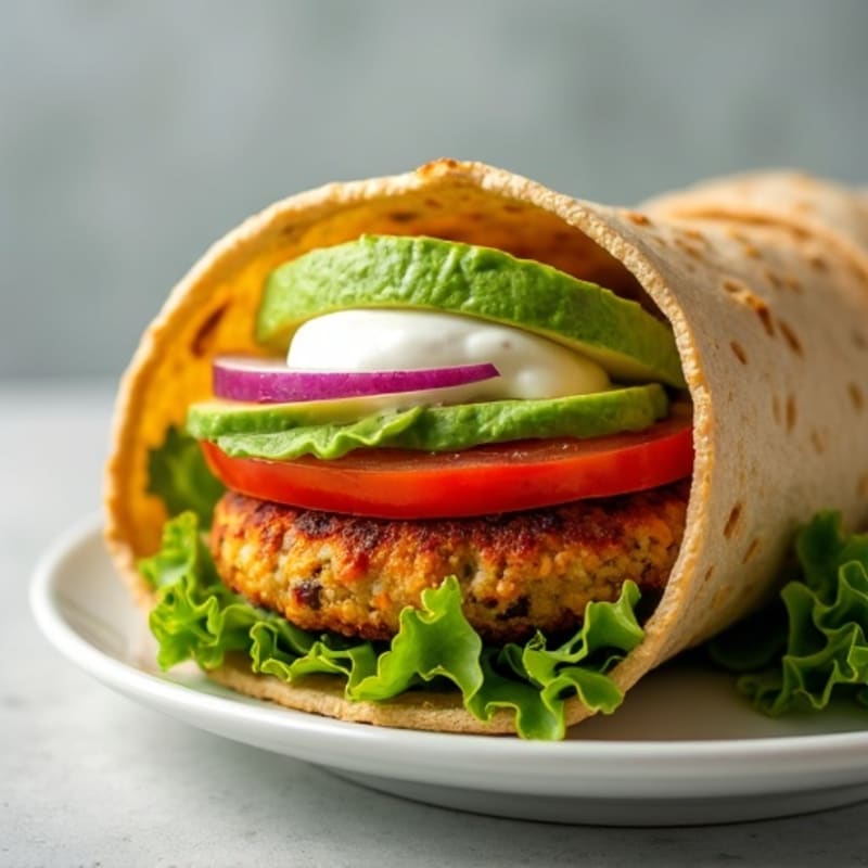 Loaded Veggie Burger Wrap with Creamy Avocado