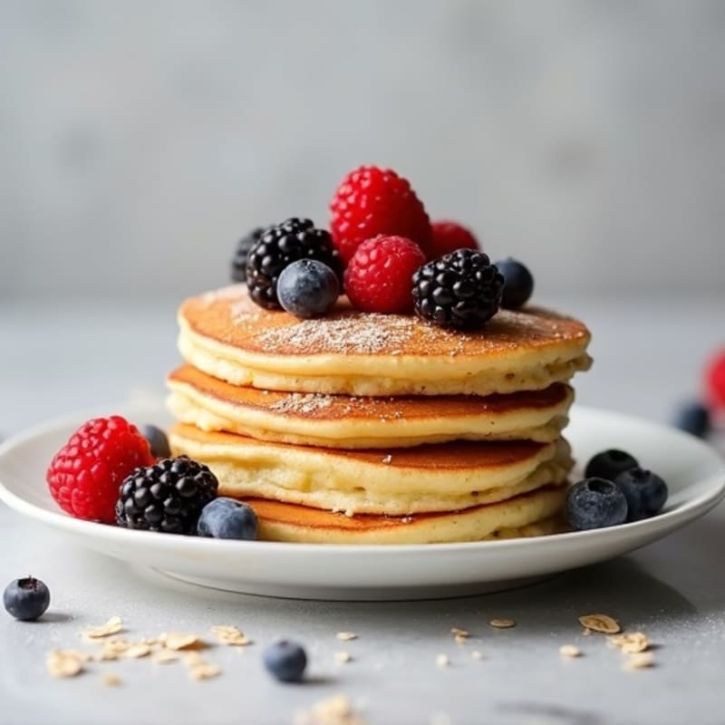 Fluffy Protein Pancakes with Fresh Berries