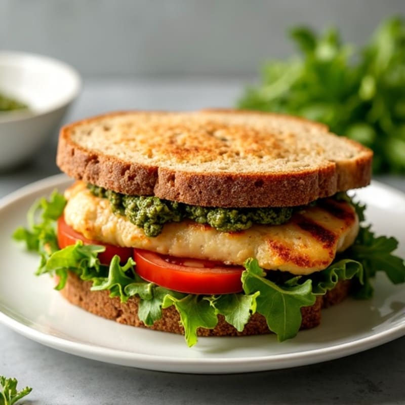 Herb-Pesto Grilled Chicken Sandwich with Fresh Greens