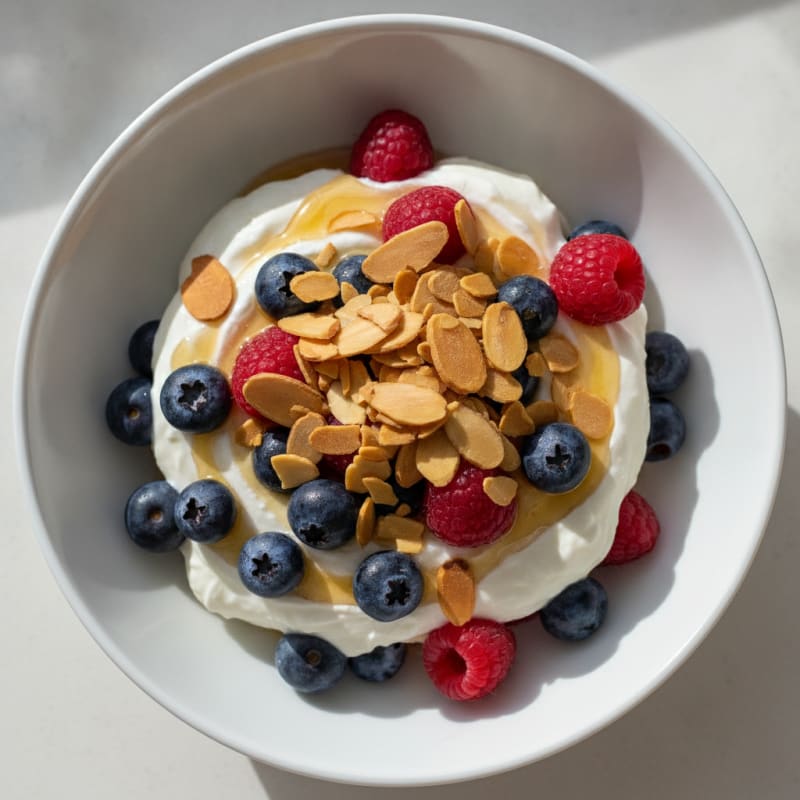 Greek Yogurt Protein Parfait with Berries and Almonds