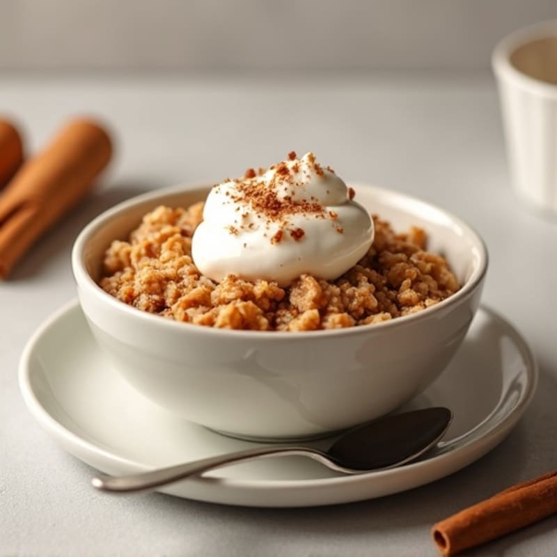 Warm Cinnamon Baked Oats with Creamy Protein Topping