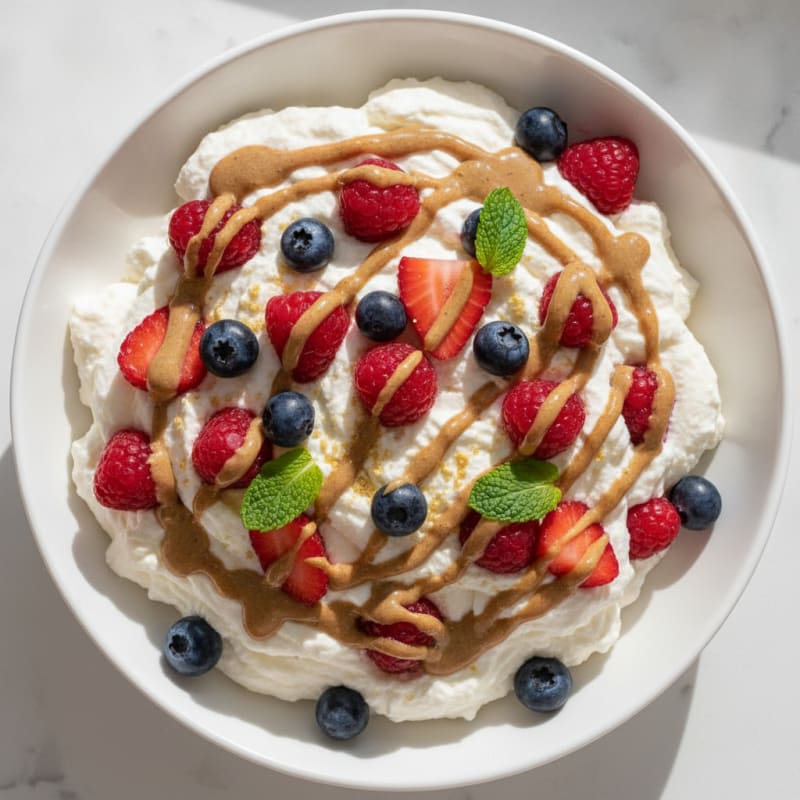 Greek Yogurt Protein Mousse with Mixed Berries