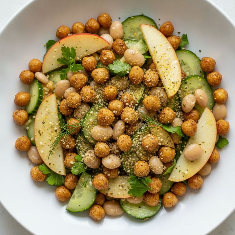 Crunchy Chickpea and Veggie Protein Salad with Hemp Seeds