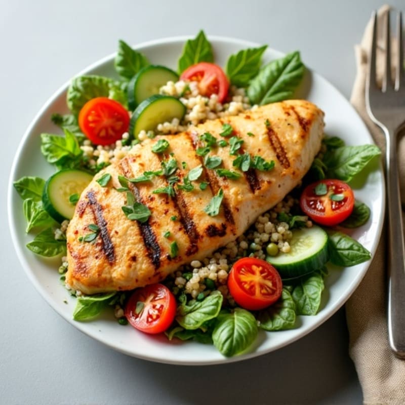Grilled Chicken and Quinoa Salad with Leafy Greens