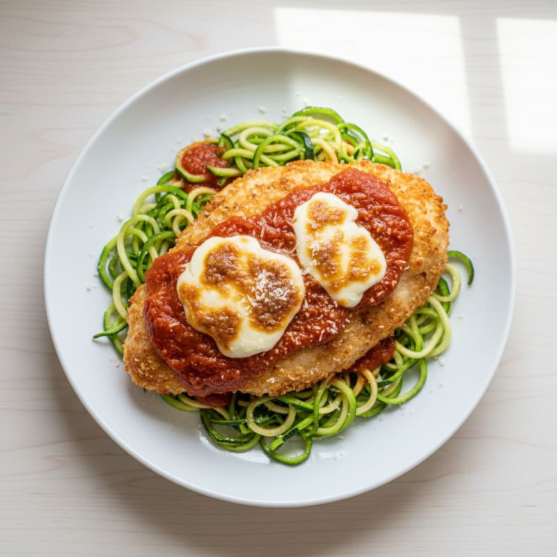 Lean Chicken Parmesan with Zucchini Noodles