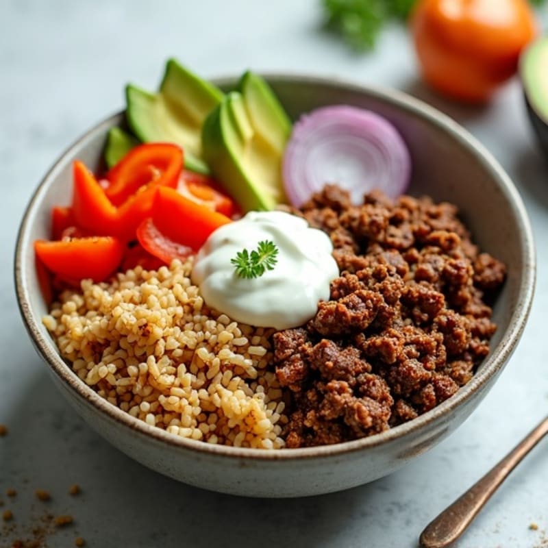 Seasoned Ground Beef Bowl with Special Sauce