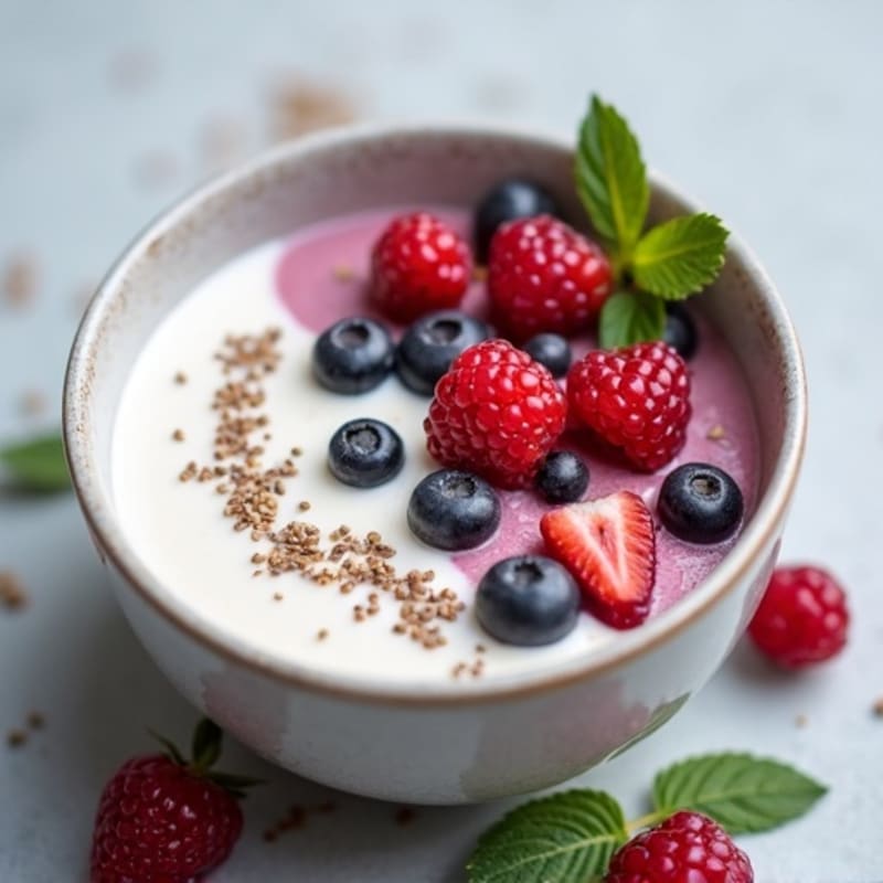Greek Yogurt Protein Mousse with Mixed Berries