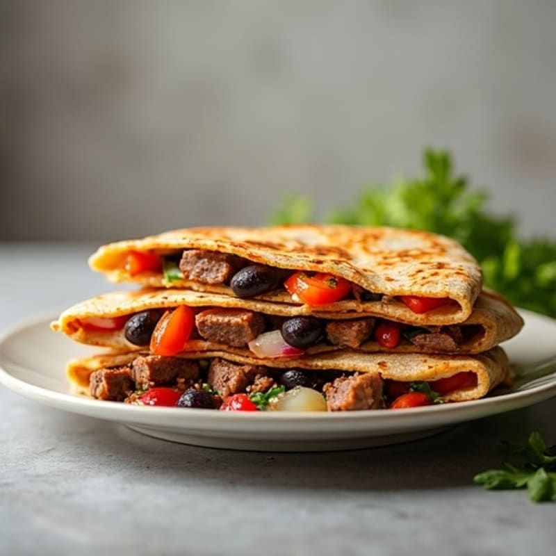 Lean Steak and Black Bean Whole Wheat Crispy Quesadillas