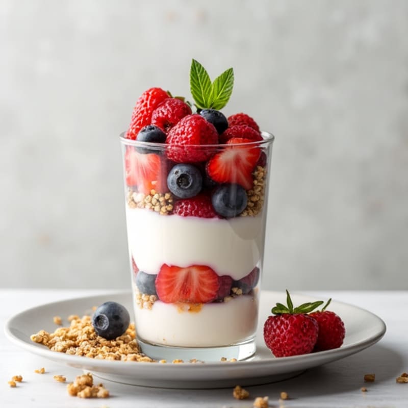 Silky Greek Yogurt Parfait with Hemp Seeds and Mixed Berries