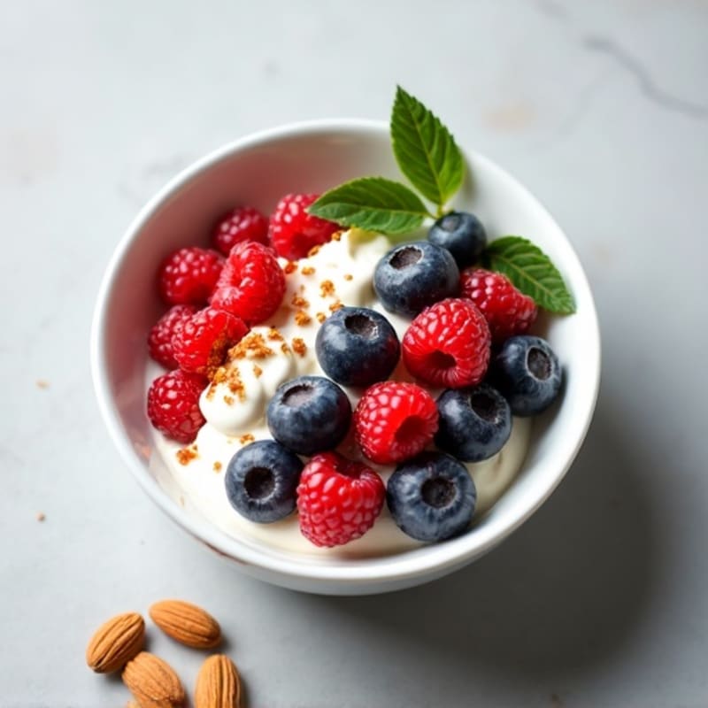Greek Yogurt Protein Bowl with Mixed Berries and Almonds