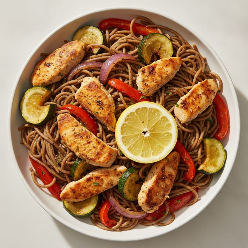Buckwheat Pasta with Roasted Vegetables