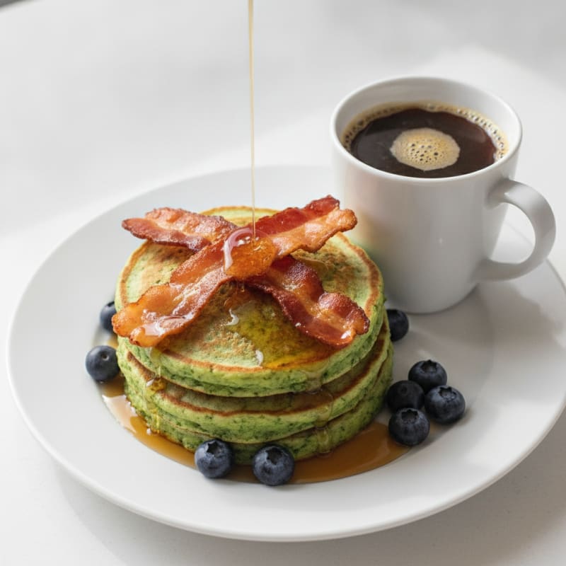 Spinach Oat Egg White Pancakes with Protein Coffee