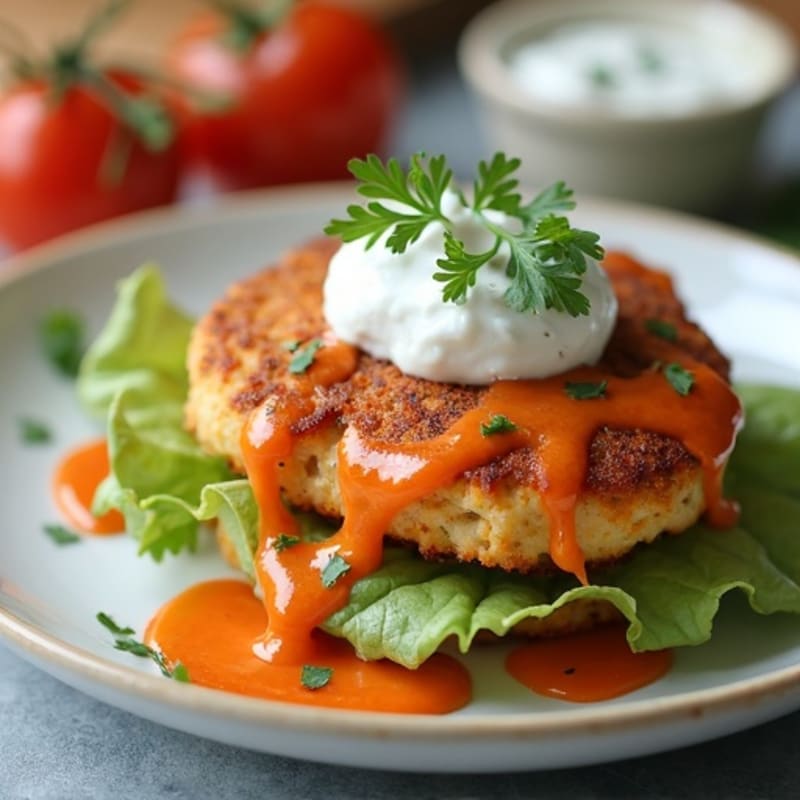 Buffalo Chicken Patties with Creamy Blue Cheese Dressing