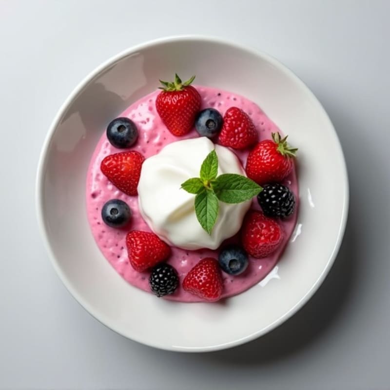 Silky Greek Yogurt Protein Pudding with Mixed Berries