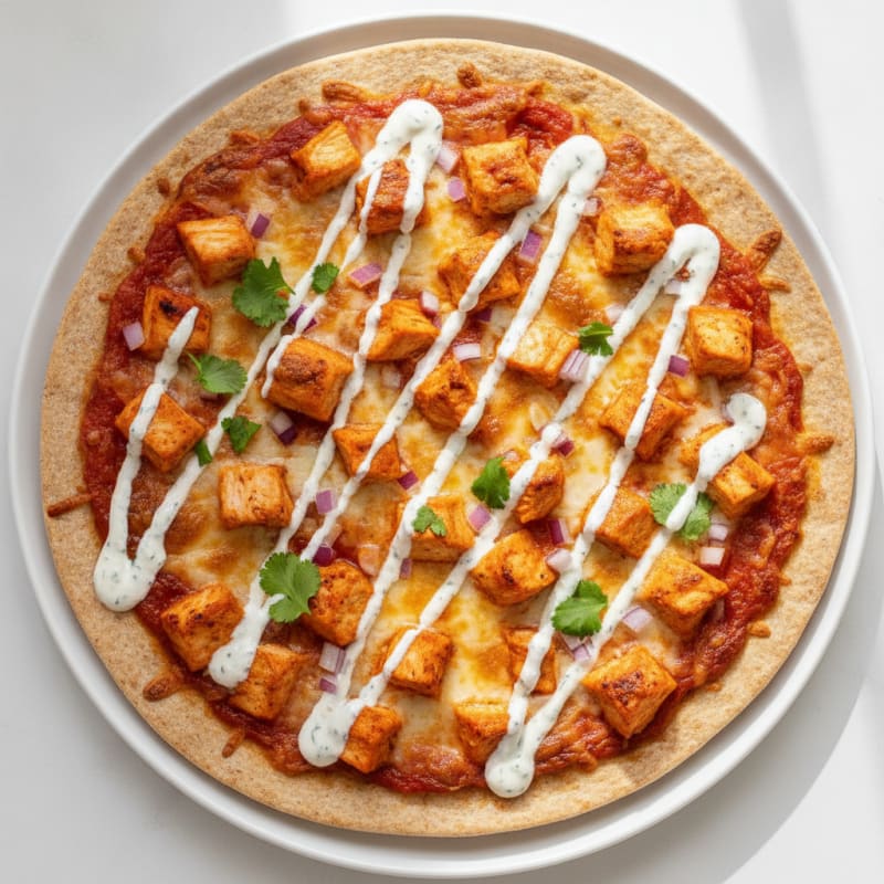 Buffalo Chicken Pizza with Ranch Drizzle