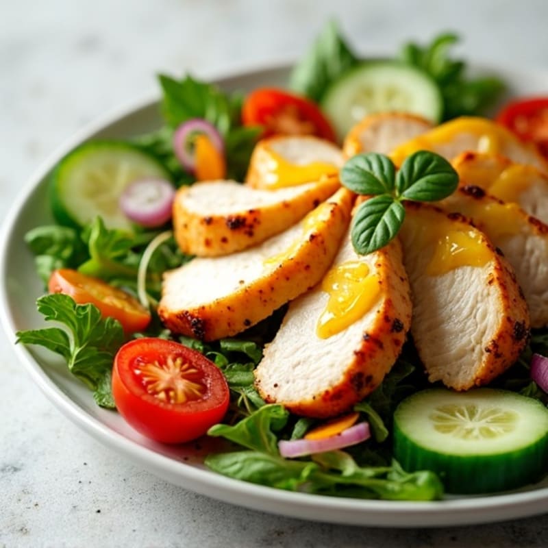 Grilled Chicken Salad with Fresh Mixed Greens and Zesty Lemon Vinaigrette